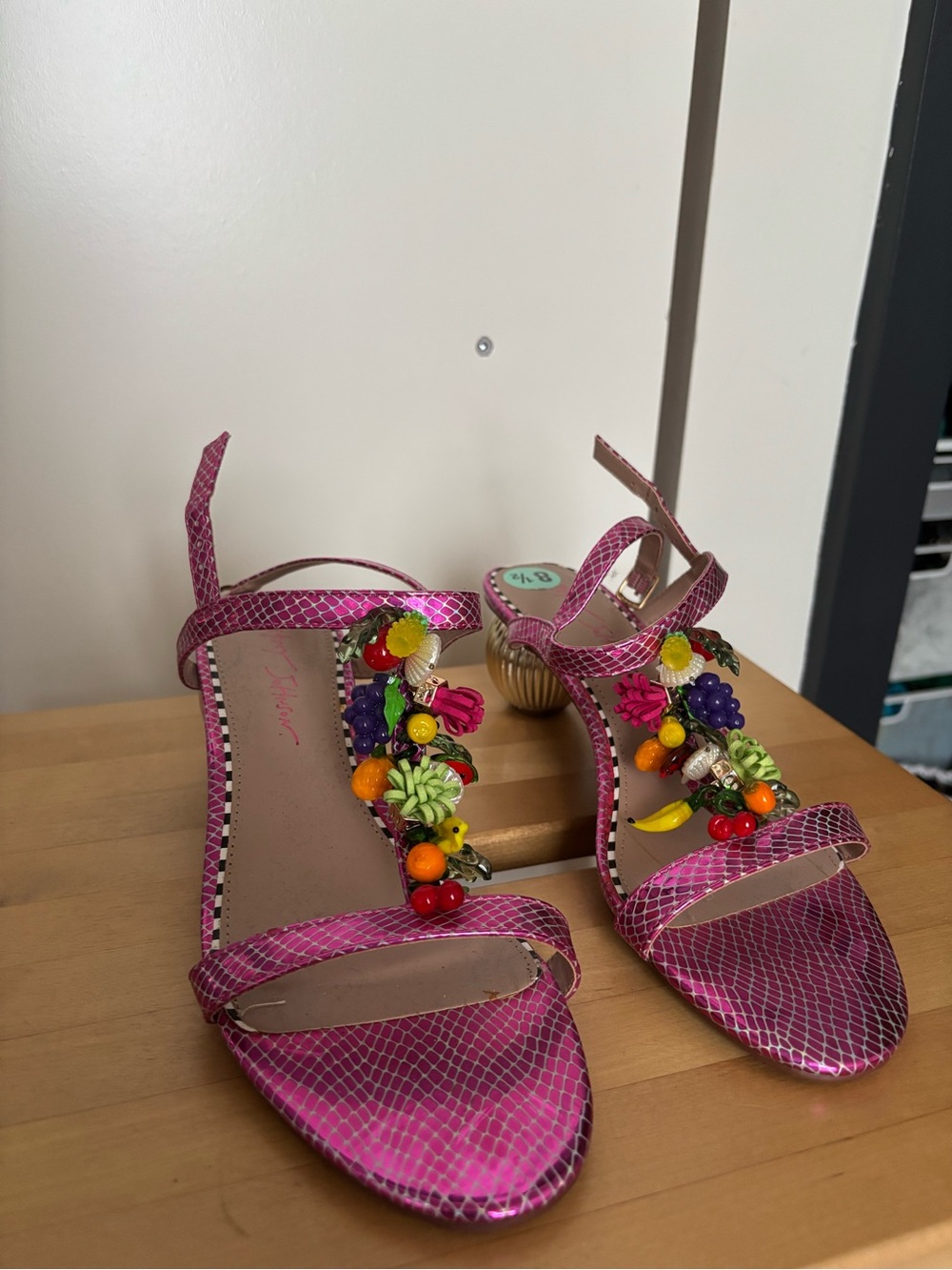 Betsey Johnson Hot Pink Embellished Fruit-Accent Sandals